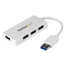 StarTech BLANCO 4 PUERTOS EXTERNAL USB 3 MINI HUB CON BUILT-IN CABLE