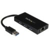 StarTech 3 PUERTOS USB 3.0 HUB CON GBE ADAPTADOR NIC - ALUMINIO CON CA