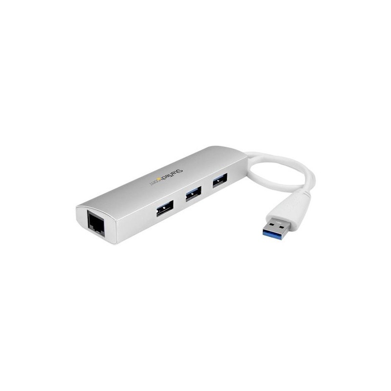 StarTech 3 PUERTOS USB HUB CON GIGABIT ADAPTADOR DE RED PLATA USB3 HUB