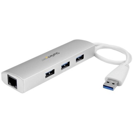 StarTech 3 PUERTOS USB HUB CON GIGABIT ADAPTADOR DE RED PLATA USB3 HUB