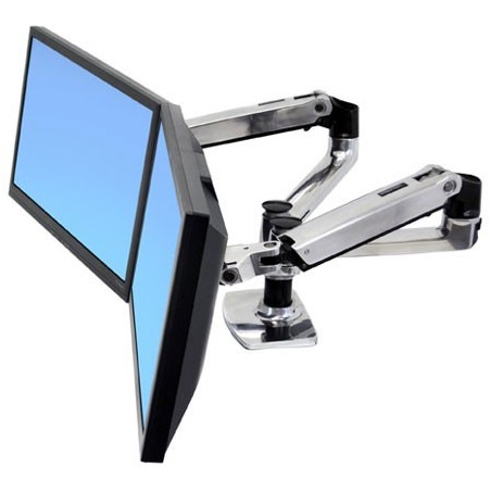 Ergotron LX SIDE BY SIDE DUAL ARM POLISHED ALUMINIUM