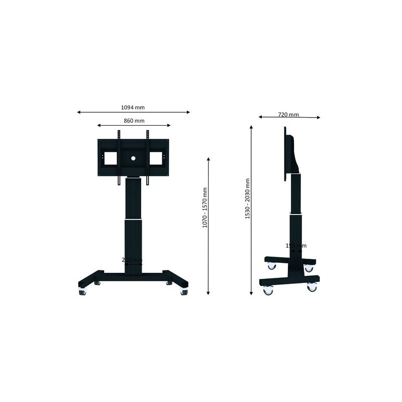 Newstar MOTORIZED RAL 9005 NEGRO 42-100" 200X200/800X600 MAX 150KG