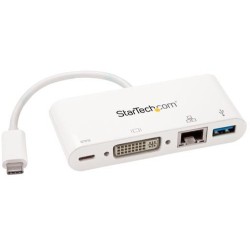 StarTech USB-C MULTIPORT ADAPTADOR CON SALIDA DE CORRIENTE DVI GBE USB