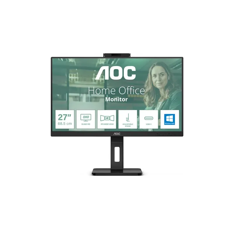 Aoc MONITOR 27" 2560X1440 75HZ IPS WEBCAM Q27P3QW HDMI DISPLAYPORT USB 3.2 MM HAS