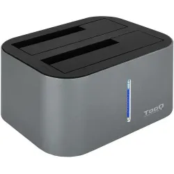 TOOQ TQDS-805G DOCK STATION DOBLE BAHIA DISCO DURO GRIS