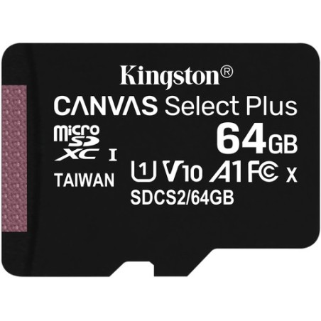 Kingston TARJETA DE MEMORIA 64GB MICROSDXC CANVAS SELECT 100R A1 C10 S