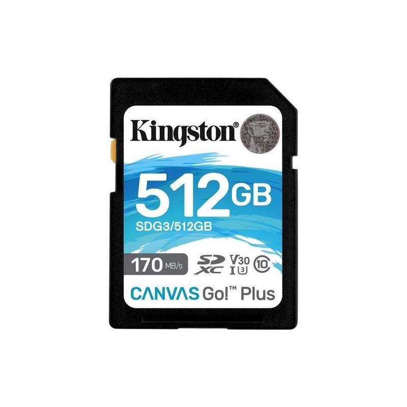 Kingston TARJETA DE MEMORIA 512GB SDXC CANVAS GO PLUS 170R C10 UHS-I U