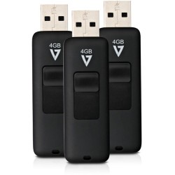 V7 4GB FLASH DRIVE 3PK COMBO USB 2.0 NEGRO RETRACT CONECT