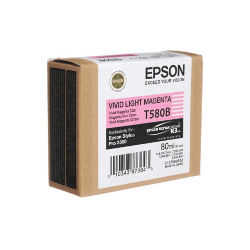 Epson CARTUCHO TINTA T580B VIVID MAGENTA CLARO 80ML PARA STYLUS PRO 38