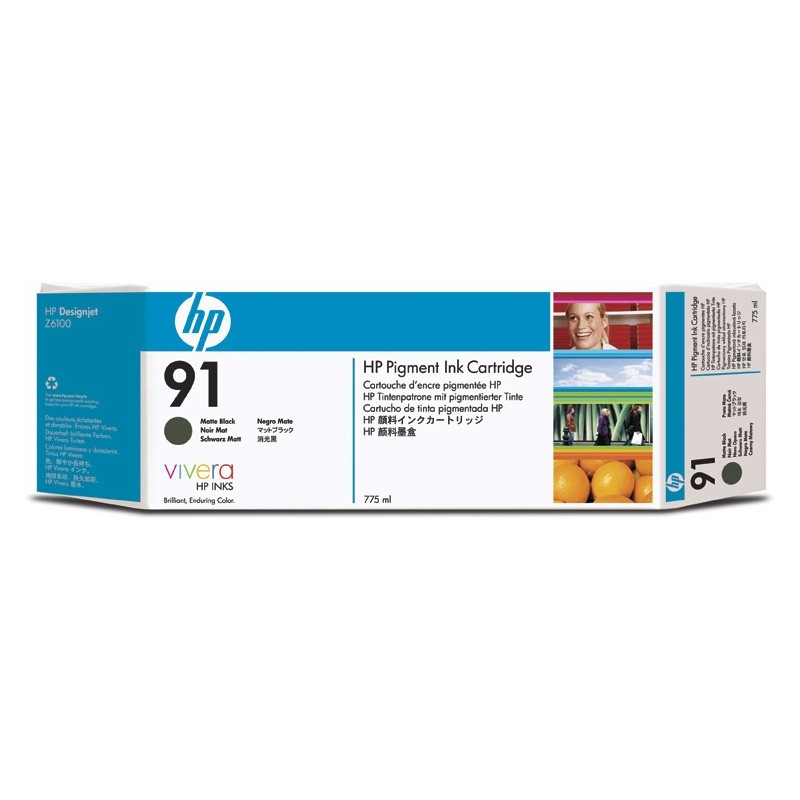 HP 91 NEGRO MATE CARTUCHO TINTA CON TINTA VIVERA (775 ML)