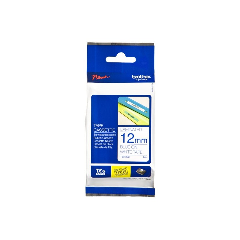 Brother TZE-233 LAMINATED TAPE 12MM 8M AZUL ON BLANCO