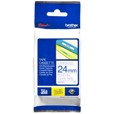 Brother TZE-253 LAMINATED TAPE 24MM 8M AZUL ON BLANCO