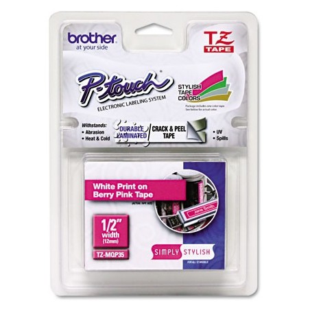 Brother TZE-MQP35 LAMINAT. TAPE 12MM 5M ROSA MATT/WEISS