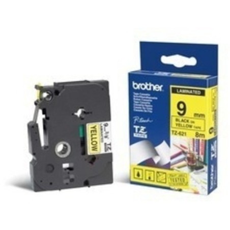 Brother TZE-621 LAMINATED TAPE 9MM 8M NEGRO ON AMARILLO