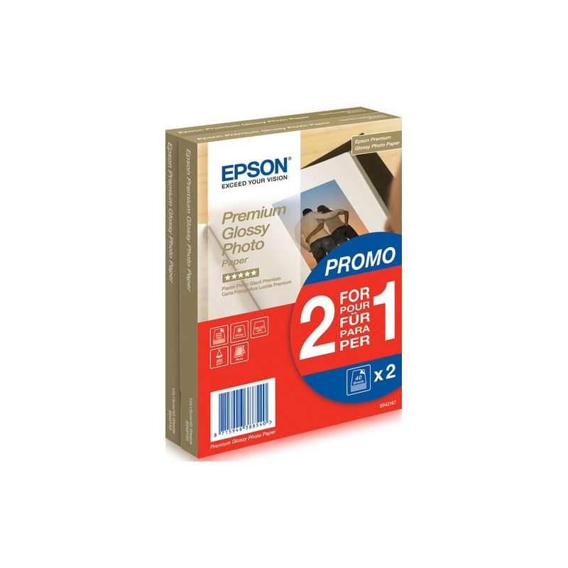 Epson PAPEL FOTOGRAFIA PREMIUM 10X15 40 HOJAS 2 UNIDADES