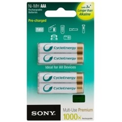 Sony NI-MH AAA 800MAH PRE-CARGADA 4PCK. 1000X RECARGABLE