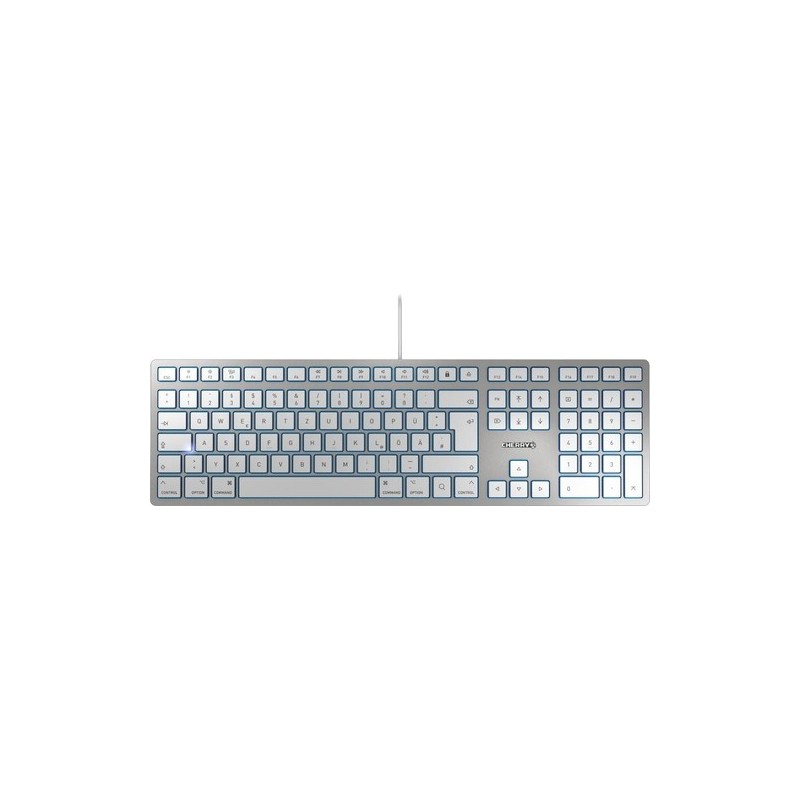 Cherry TECLADO KC 6000 SLIM PLATA CABLEADO ALEMÁN PARA MAC