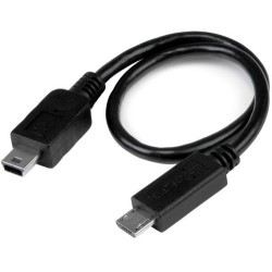 StarTech 8" MICRO USB A MINI USB OTG CHARGE Y SYNC CABLE 28/24 AWG