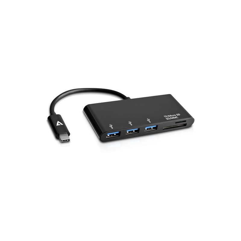 V7 USB-C A 5"1 HUB NEGRO 3XUSB3. 1XSD 1XMICRO SD