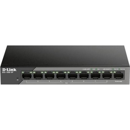 D-Link SWITCH 9 PUERTOS POE SURVEILLANCE FAST ETHERNET 1 GIGABIT SFP U