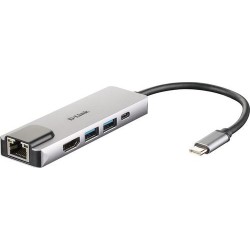 D-Link HUB 5-EN-1 USB-C  CON HDMI ETHERNET Y SALIDA DE CORRIENTE